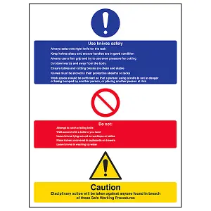 Use Sharps Safely Catering Safety Sign - Rigid Plastic 300x400mm (x3)