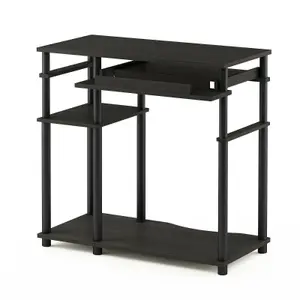 Furinno Abbott Computer Desk with Bookshelf, Espresso/Black