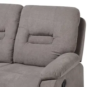 3 Seater Fabric Manual Recliner Sofa Taupe Beige BERGEN