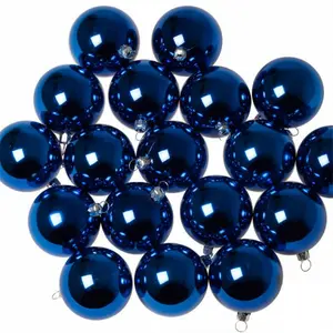 Luxury Shatterproof Ball Ornament (Set of 18) Electric Blue Shiny / 4cm H x 4cm W x 4cm D