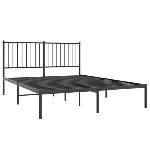 Berkfield Metal Bed Frame with Headboard Black 135x190 cm 4FT6 Double