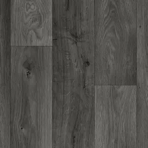 Precut Dark grey Wide Natural Oak plank effect Sheet vinyl, 4m²