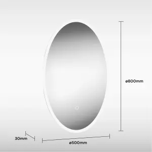 Sensio Silver effect Oval Wall-mounted Bathroom Illuminated mirror (H)80cm (W)50cm