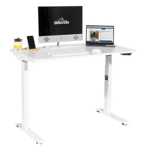 Ergonomic White Electric Sit-Stand Desk with Twin Monitor Bracket - 1200x600mm Office Set