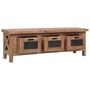 Berkfield TV Cabinet with 3 Drawers 120x30x40 cm Solid Mahogany Wood