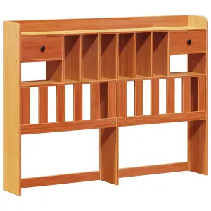 Berkfield Bookcase Bed without Mattress Wax Brown 150x200cm King Size Solid Wood Pine