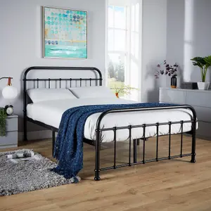 Home Source Minerva Black Metal Small Double Bed Frame