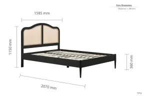 Birlea Leonie King Rattan Bed Black