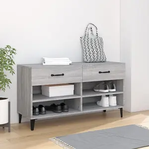 Berkfield Shoe Cabinet Grey Sonoma 102x35x55 cm Engineered Wood