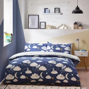 Peter Rabbit™ Sleepy Head Single Duvet Cover Set, Polyester, Cotton, Blue