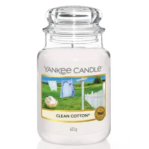 Yankee Candle Original Large Jar Scented Candle Clean Cotton, 623g