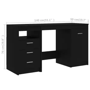 Berkfield Desk Black 140x50x76 cm Engineered Wood