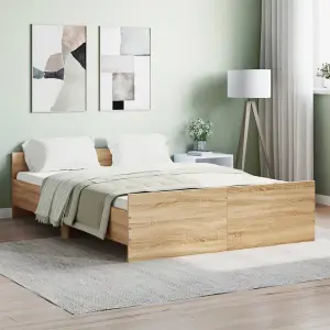 Berkfield Bed Frame with Headboard and Footboard Sonoma Oak 140x190 cm