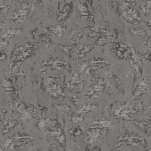 Galerie Utopia Silver/Grey Traditional Damask Sheen Finish Wallpaper Roll