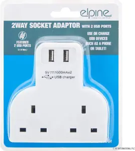 Double Socket Switch Plug 2 Gang Power Electric Adaptor Home Power 2 Usb Ports