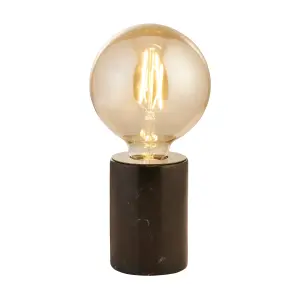 Lighting Collection Madagascar Black Marble Base Table Lamp With Amber LED Bulb