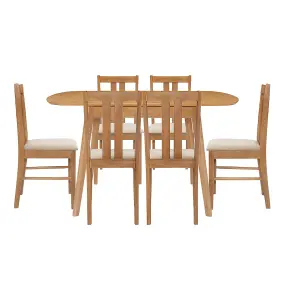 Hallowood Furniture Aston Butterfly Extending Table with 6 chairs (Light Oak Colour)