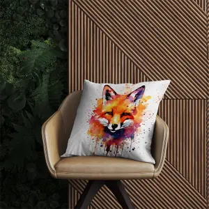 Watercolour Splashart Fox Face Outdoor Cushion 60cm x 60cm