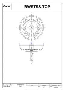 McAlpine BWSTSS-TOP Basket Strainer Waste Plug - Stemball Model