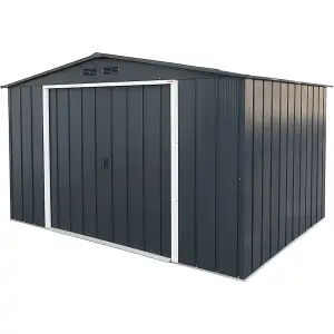 10 x 8 Apex Metal Garden Shed - Anthracite Grey (10ft x 8ft / 10' x 8' / 3.2m x 2.4m)