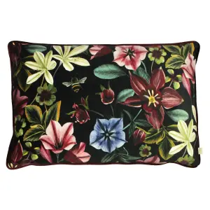 Evans Lichfield Midnight Garden Floral Rectangular Piped Feather Filled Cushion