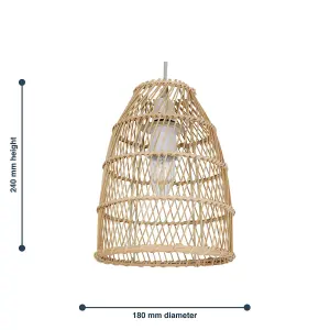 First Choice Lighting Set of 2 Bamboo Natural Bamboo Easy Fit Pendant Shades