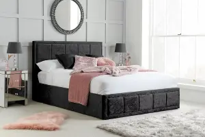 Birlea Hannover King Ottoman Bed Black Crushed Velvet