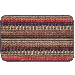 Brown Striped Dotted 8mm Thick Rectangle Mat For Bathroom, Kitchen, Easy to Clean Dotted Mat - 80cm X 140cm