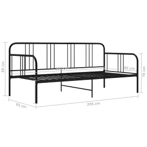 Berkfield Sofa Bed Frame Black Metal 90x200 cm