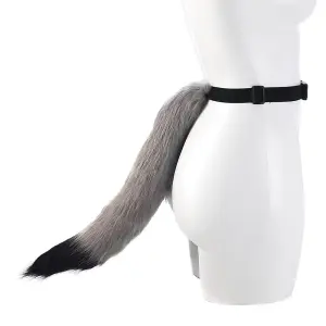 Halloween Cosplay Grey Faux Fox Tail and Ear Headband Set