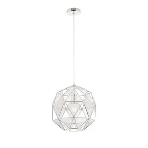 Luminosa Armour 1 Light Spherical Pendant Chrome Plate, E27