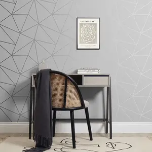 Zara Shimmer Metallic Wallpaper In Soft Grey And Silver