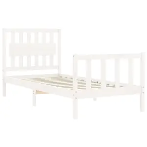 Berkfield Bed Frame with Headboard White 90x200 cm Solid Wood