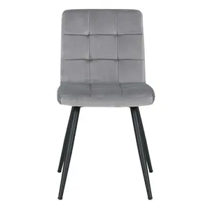 Leann Tufted Velvet Upholstered Back Side Chair (Set of 2) Grey Velvet