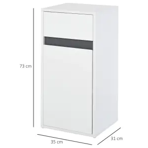 HOMCOM Modern Minimalistic Bathroom Storage Cabinet Drawer Cupboard Shelf White