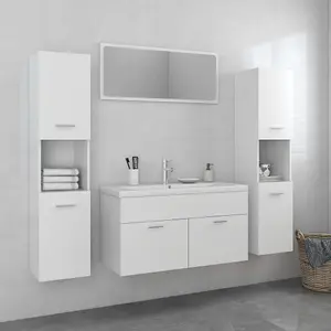 Berkfield Bathroom Furniture Set White Engineered Wood