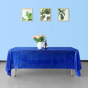 Neel Blue 70x108 Inch Rectangle Sequin Tablecloth, Royal Blue