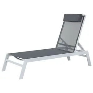 Sun Lounger Metal Black CATANIA