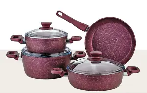 Rozi Defne Collection 7-Piece Non-Stick Granite Cookware Set (Purple)