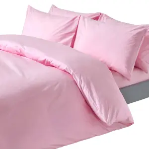 Homescapes Pink Egyptian Cotton Duvet Cover with Pillowcases 200 TC, Super King