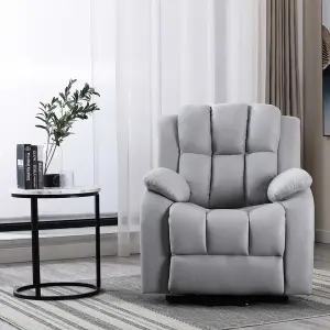 Rise Recliner Chair With Single Motor, Remote Control And Pocket Storage In Leather-Look Grey Technology Fabric