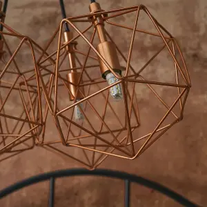 ValueLights Jerome Industrial 5 Way Geometric Copper Wire Basket Cage Ceiling Pendant Light Fitting