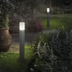 Luminosa Pulsar 1 Light Outdoor Bollard Grey IP44, E27