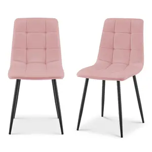 Zurich Pink Velvet Embossed Dining Chair for Modern Elegance  Set of 4