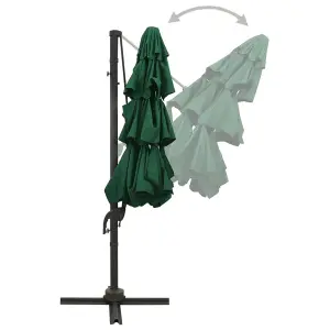 Berkfield 4-Tier Parasol with Aluminium Pole Green 3x3 m