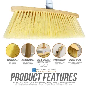 Bamboo Indoor Broom Stylish Modern Soft Sweeping Brush