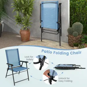 Costway Set of 2 Patio Folding Dining Chairs Outdoor Portable Sling Back Chairs