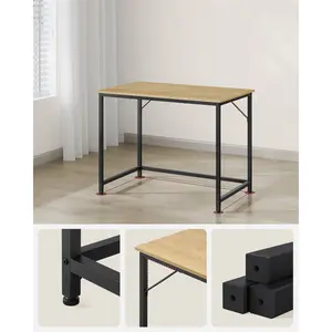 Jana Desk Atural Oak/Black / 76cm H x 80cm W x 50cm D