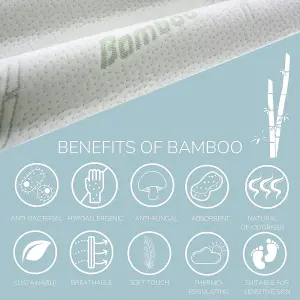 HomeSpace Direct Bamboo Waterproof Mattress Protector Breathable No Noise Premium Deep Fitted Sheet Double