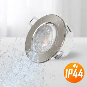 paul russells LED Downlight Brush Nickel Dimmable Tilt Recessed Ceiling SpotLight 6W 570 Lumens, IP44, Colour Changeable CCT3